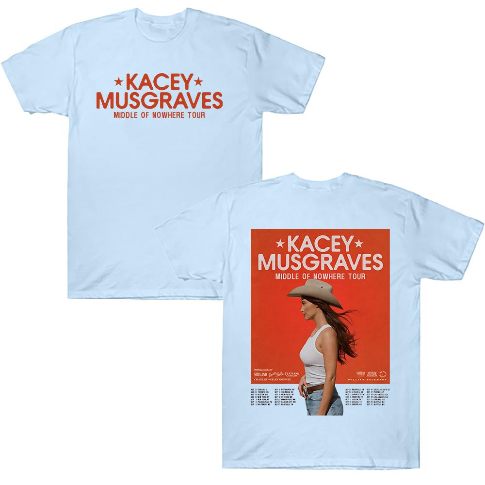 Футболки Kacey Musgraves Middle of Nowhere Tour Хлопковые футболки Круглый вырез Короткий рукав Унисекс Высокое качество Свободная удобная одежда