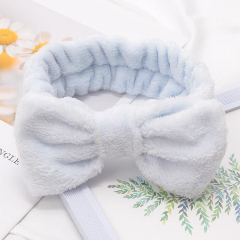 Soft Bow Headbands SPA Yoga Big Solid Color Coral Fleece Elastic Hair Bands Women Washing Face Cute Makeup Hairband Accessories