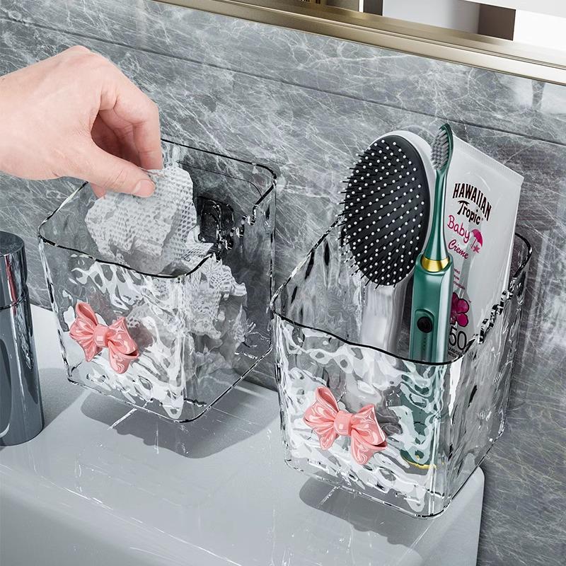 Wall-Mounted Washcloth and Toothbrush Holder - Punch-Free Storage Box