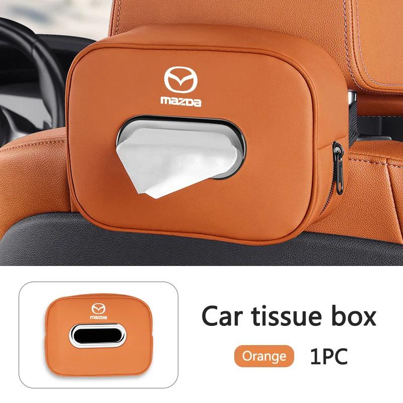 2025 Hot 1pcs Car Tissue Organizer Bag Paper Towel Storage Box For Mazda 2 3 6 BM GJ CX-5 CX5 KE KF CX-3 CX7 CX-8 Styling Access