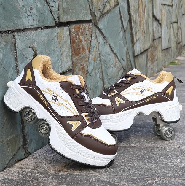 Обувь, меняющая форму, четырехколесные роликовые коньки, двубортные туфли Runaway, роликовые коньки