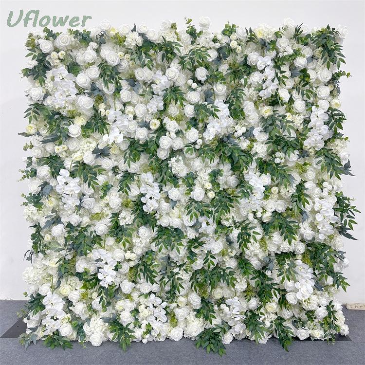 Uflower 5D Белые и Зеленые Искусственные Цветы Настенный Сворачивающийся Бордовый Цветочный Свадебный Занавес Декоративный Фон для Мероприятий