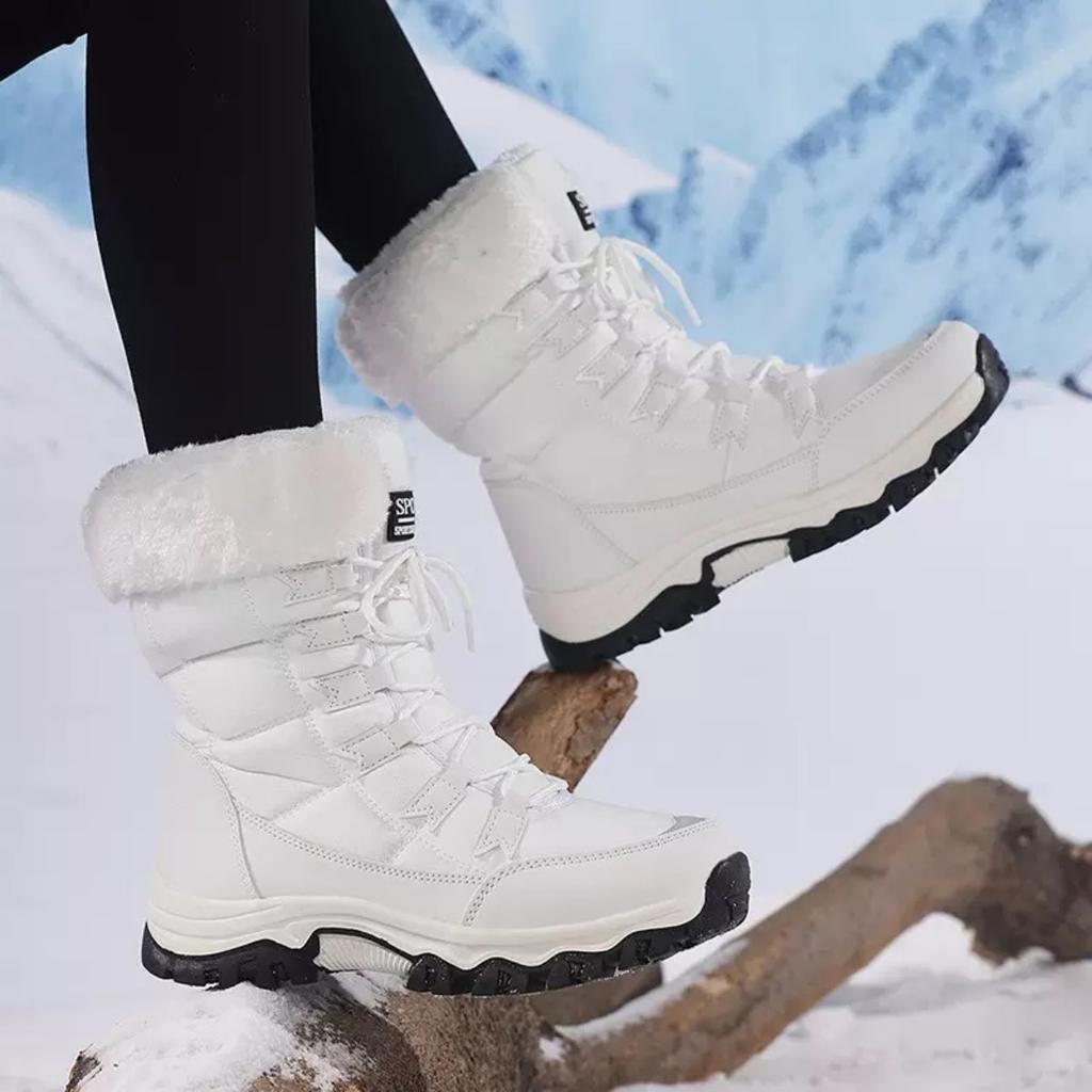 New Cotton Shoes Waterproof and Cold Proof Long Boots for Women Outdoor with Thick Velvet and Warmth Snow Boots