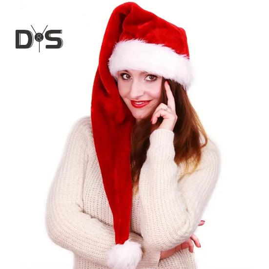 Длинная рождественская бархатная шапка Санты, зимний теплый костюм, принадлежности для рождественской вечеринки для косплей-вечеринок, сценических представлений
