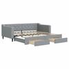Extendable Daybed with Drawers Light Grey 90x190 cm Fabric