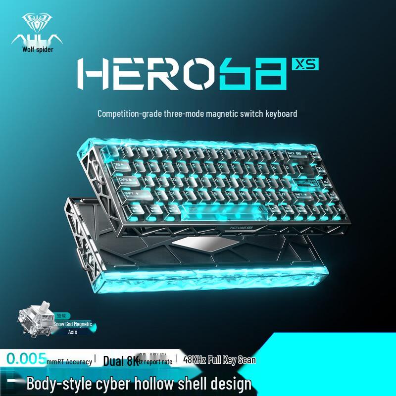 AULA HERO68XS 68-Key Tri-Mode Magnetic Switch Customizable Gaming Keyboard