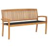VidaXL Stackable Garden Bench and Cushion 159 Cm Solid Teak Wood