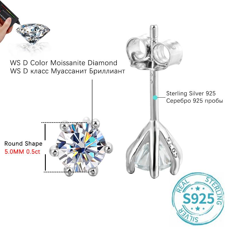 ALIZERO 0.3-3ct D Color Moissanite Earrings For Women s925 Sterling Sliver Plated 18k White Gold Ear Stud with GRA Fine Jewelry