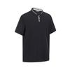 Men's Stand-Up Collar Short-Sleeved T-Shirt with Contrasting Stripes and Brand Logo