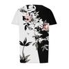 Women's Fashion Printed Casual Pleated Round Short Sleeve T-Shirt Top