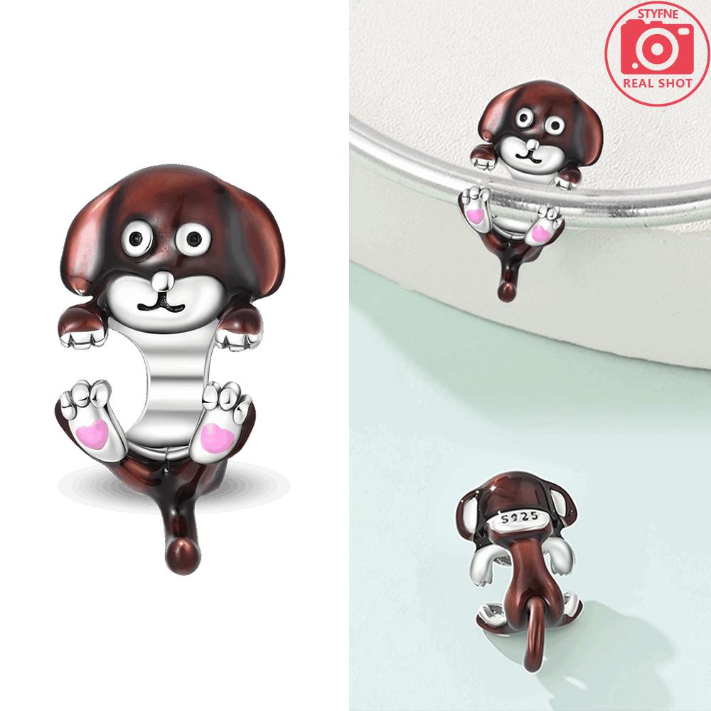 Изысканные коричневые цветы рыбы-фугу кошка животное собака медь оригинальные шармы бусины подходят для браслета женские украшения сделай сам подарок аксессуар