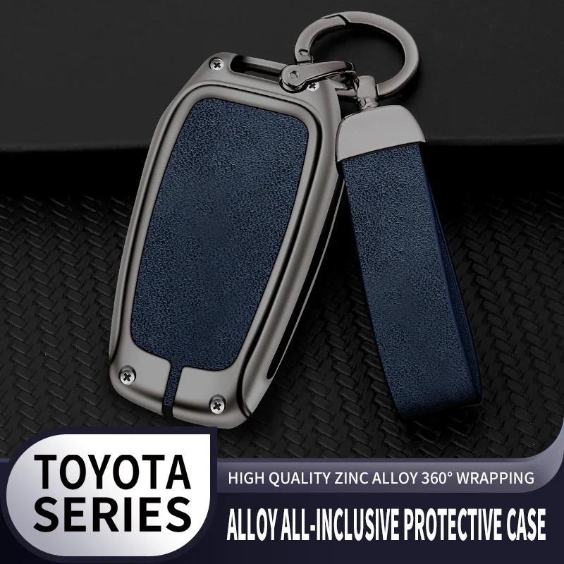 Новый кожаный чехол для ключей из цинкового сплава для Toyota CHR Hilux Fortuner Land Cruiser 200 Camry Corolla Crown RAV4 Highland