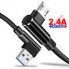 1PC Micro USB Cable 90 Degree USB Cable 1m for Smartphone Phone Usb C Cable 2.4A Fast Charging
