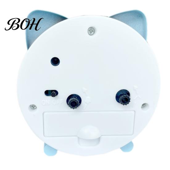 Silent Movement Desk Clock Cat Ear Alarm for Kids, Non-Ticking Metal Analog Small Clock, Battery Powered Home Office Decor Easy to Read