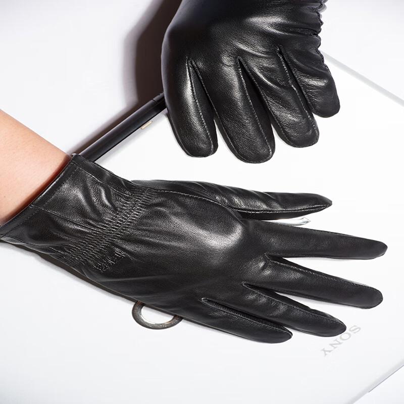 Hengyuanxiang Men's Fleece-Lined Winter Cycling Sheepskin Gloves