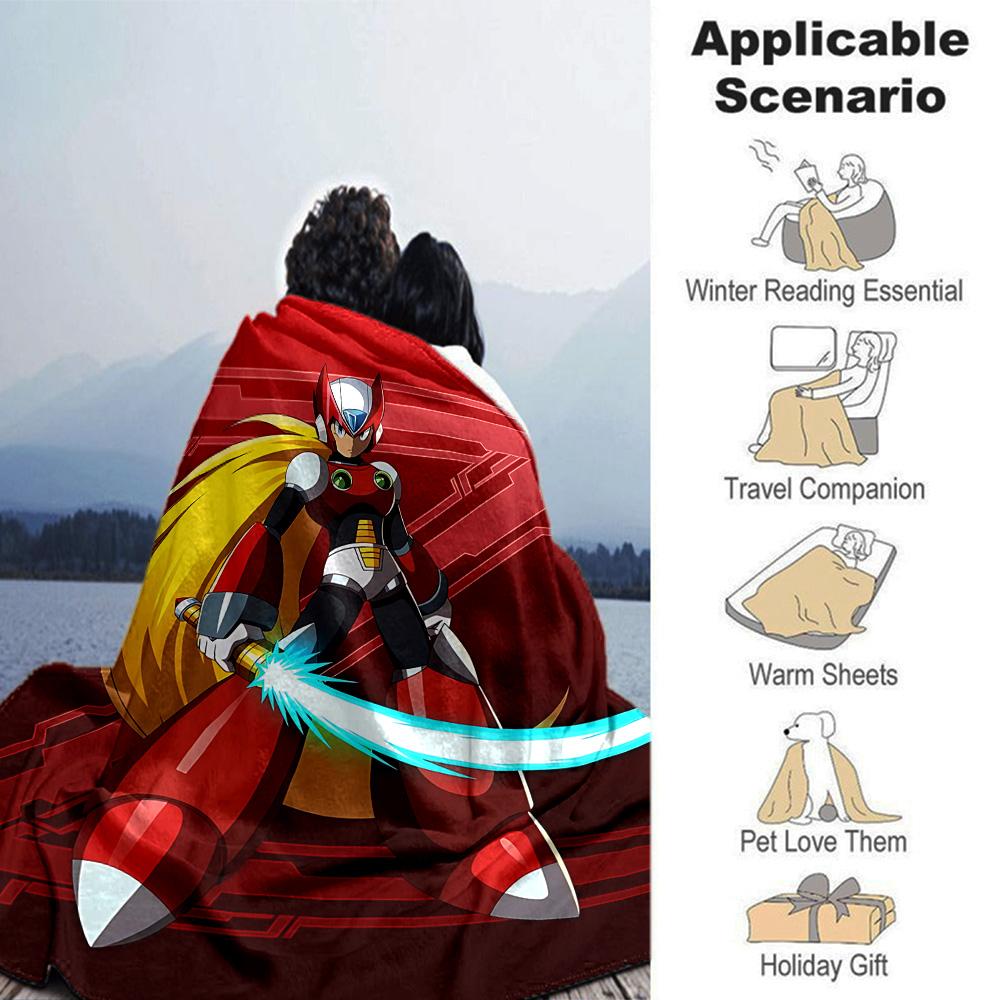 Megaman Armor Flannel Blanket Super Soft Warm Cozy Blanket For Sofa Bed Office Travel Allseason Home Decor Gift