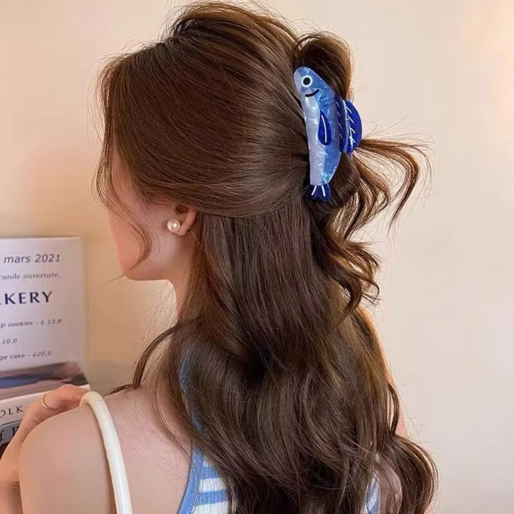 Заколка для волос «Сардины», Новинка Зажим-краб «Сардины», Зажим-краб для волос в форме животного, Ацетатные заколки для волос для женщин, Нескользящие Уникальные Милые