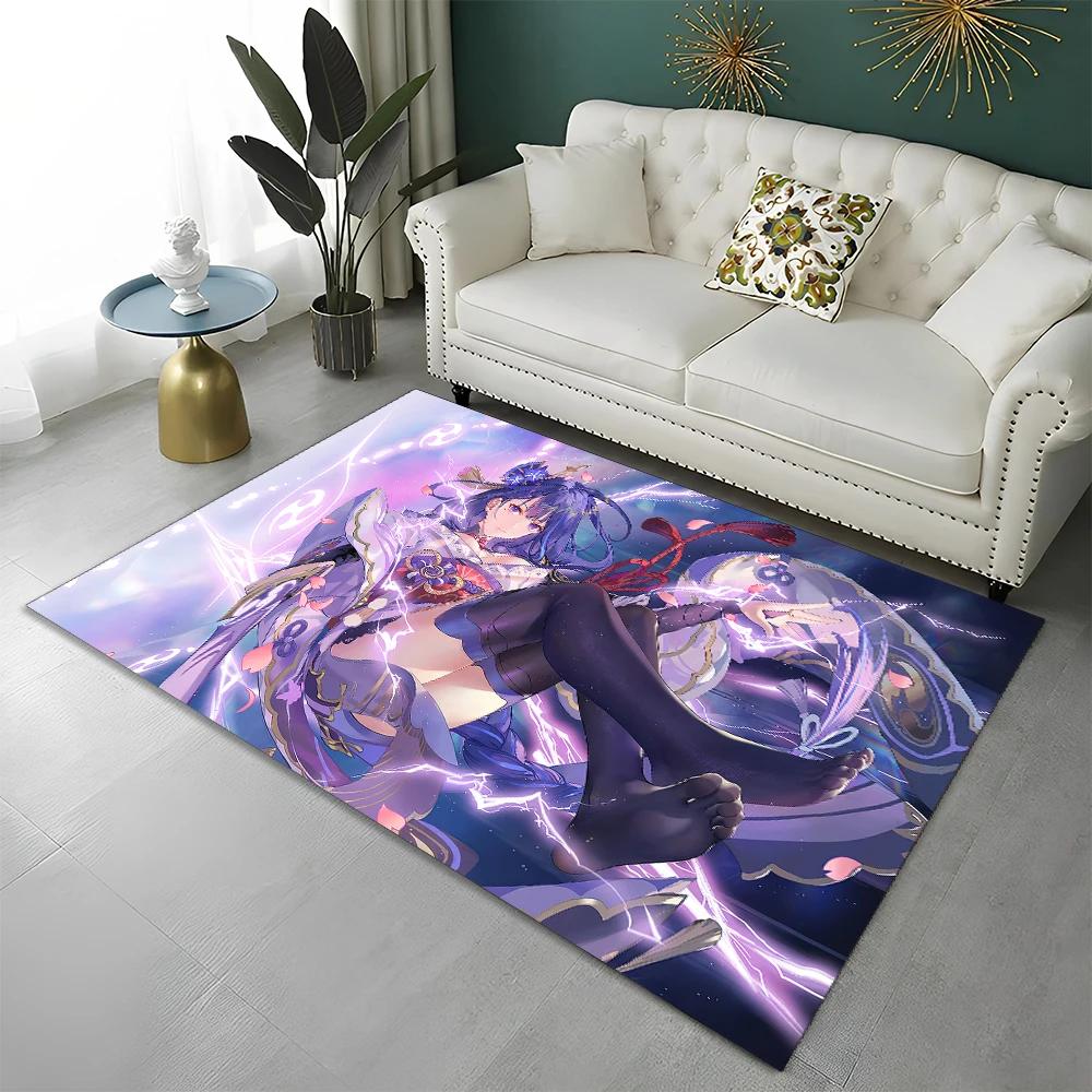 Game Genshin Impact Gamer Cartoon Carpet Rug for Home Living Room Bedroom Sofa Doormat Decor,Child Area Rug Non-slip Floor Mat