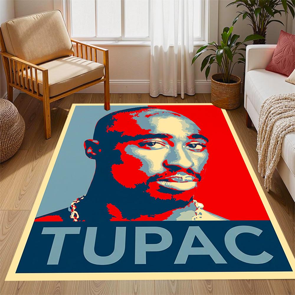 2pac's Iconic Album Cover Themed Anti-Slip Rugs - Polyester Home Decor, Suitable for Bedrooms, Living Rooms, Doorways, Studios, and Decorations