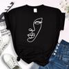 Women'S Tee Shirts Woman'S Half Face Stick Figure Print Tops Famale Oversize Casual Fashion O-Neck Tees Loose Slim Soft T Shirt