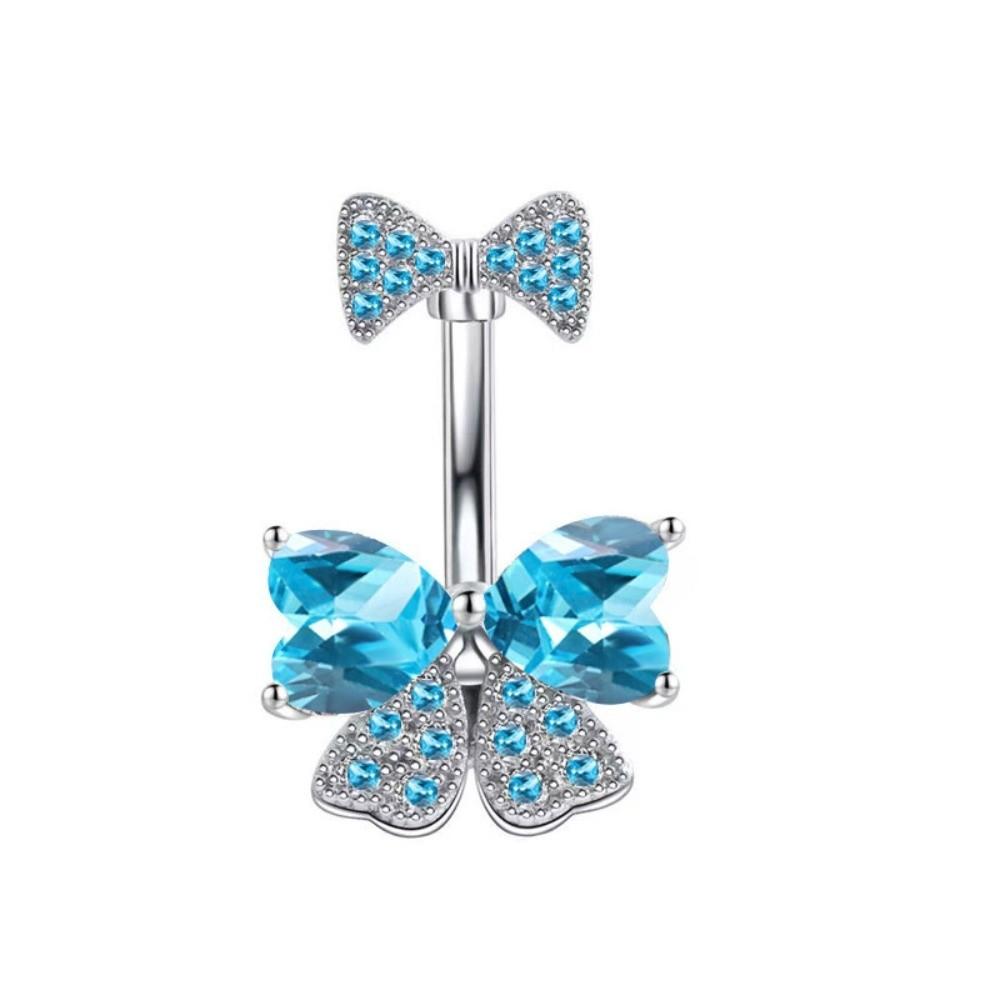 Crystal Navel Piercing Jewelry Stainless Steel Pink Bow Belly Rings Rings Belly Button Rings Daily