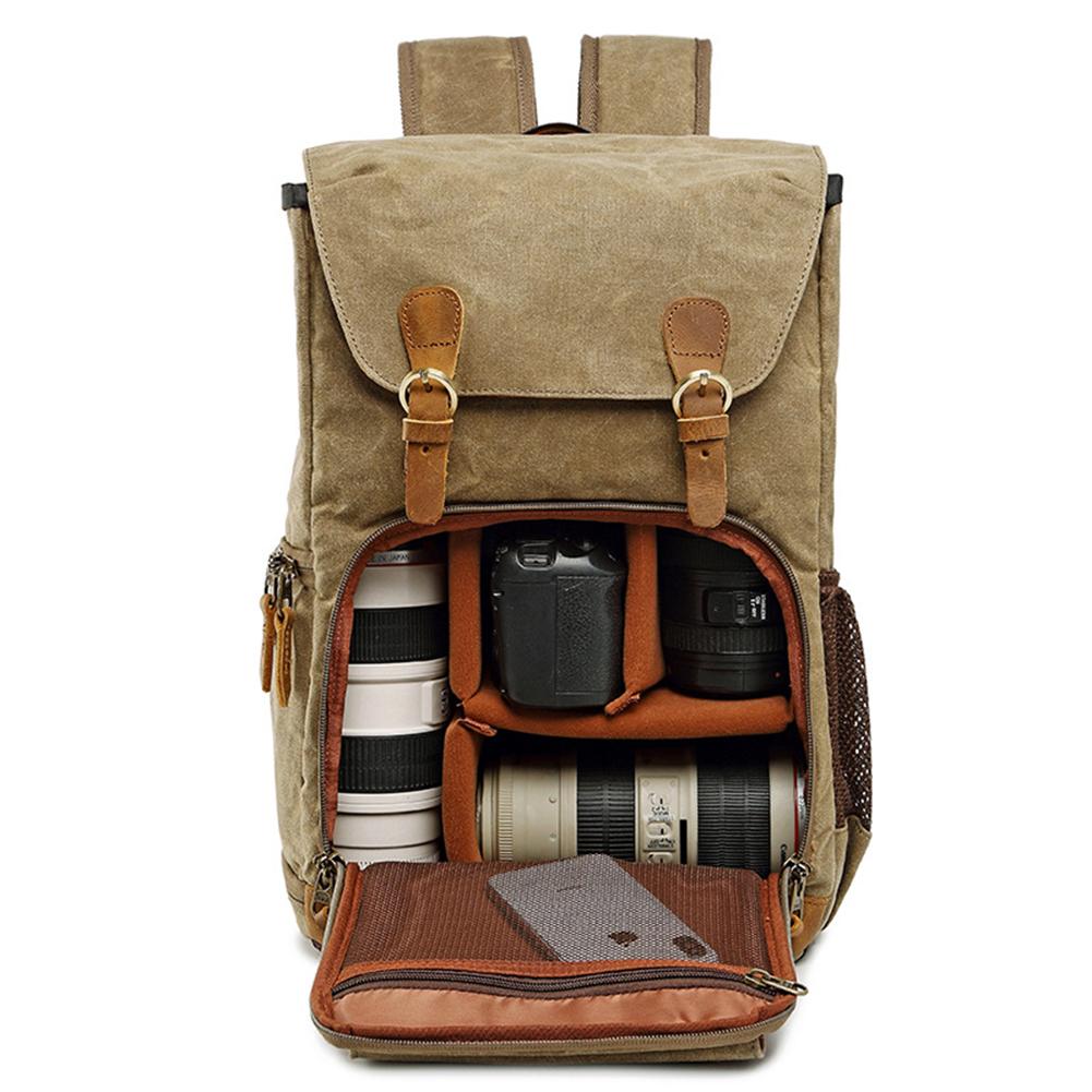 Unisex Canvas Waterproof Photography Outdoor Wear-resistant Large Camera Backpack