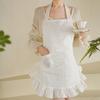 Женский кухонный фартук с карманами и капюшоном, хлопковый фартук с цветочной вышивкой, легкий дышащий фартук для готовки, кулинарный фартук в винтажном стиле с кружевными оборками