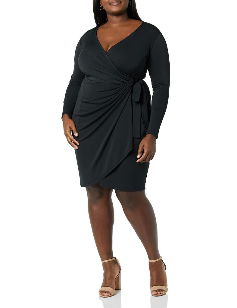 Amazon Essentials Classic Fit Long Sleeve Wrap Size M Women's Dress, Black,
