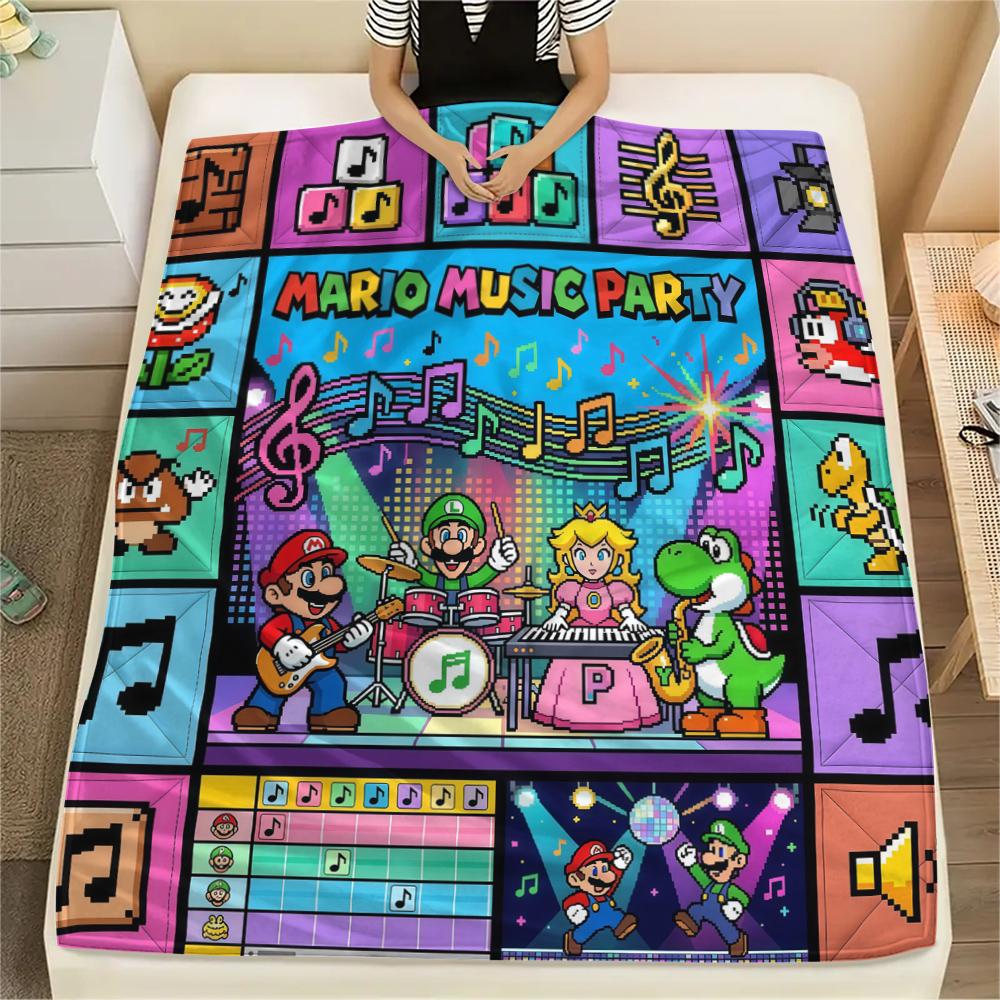 Super Mario Puzzle Print Flannel Blanket, Comfortable Warm for Sofa Bed Chair, Versatile for Picnic -HE64