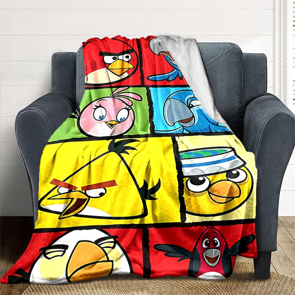 Angry Birds Characters Collage Flannel Blanket Super Soft Warm Cozy Blanket For Sofa Bed Office Travel Allseason Home Decor Gift