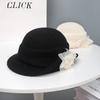 Hepburn style flower lace elegant top hat women's high sense thousand gold style temperament bucket hat show face small French hat