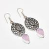 Pink Chalcedony Gemstone Handmade 925 Silver Plated Jewelry Earring 2.08"