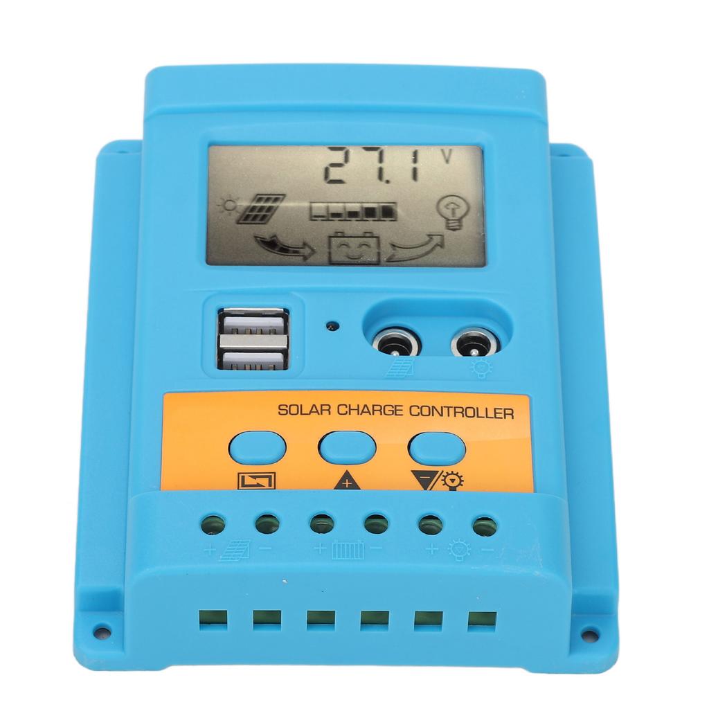 Solar Charge Controller 12V 24V Auto Identification 2 USB Port LCD Display High Efficiency for Sealed Battery 50A