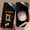 Чехол для телефона со знаком зодиака Близнецы для Samsung Galaxy A56 55 54 53 52 51 36 35 34 23 16 15 5G Стеклянная защитная крышка
