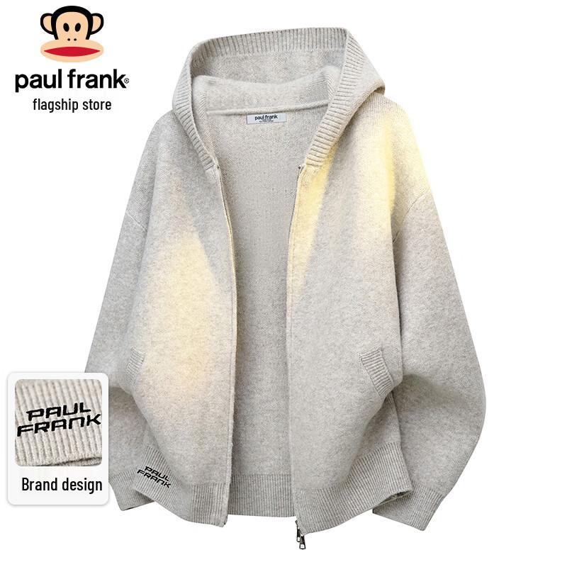 paul frank Men's Loose Fit Hooded Knit Cardigan