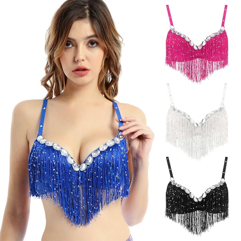 Сценический танцевальный костюм с кисточками, пайеточный бюстгальтер для танца живота, сценический топ, бюстгальтер-халтер