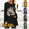 Women's Tops T Shirt Tee Cute Cat Painting Sweatshirt Holiday Home Casaul Weekend Long Sleeve Round Neck Essential Basic XS-8XL