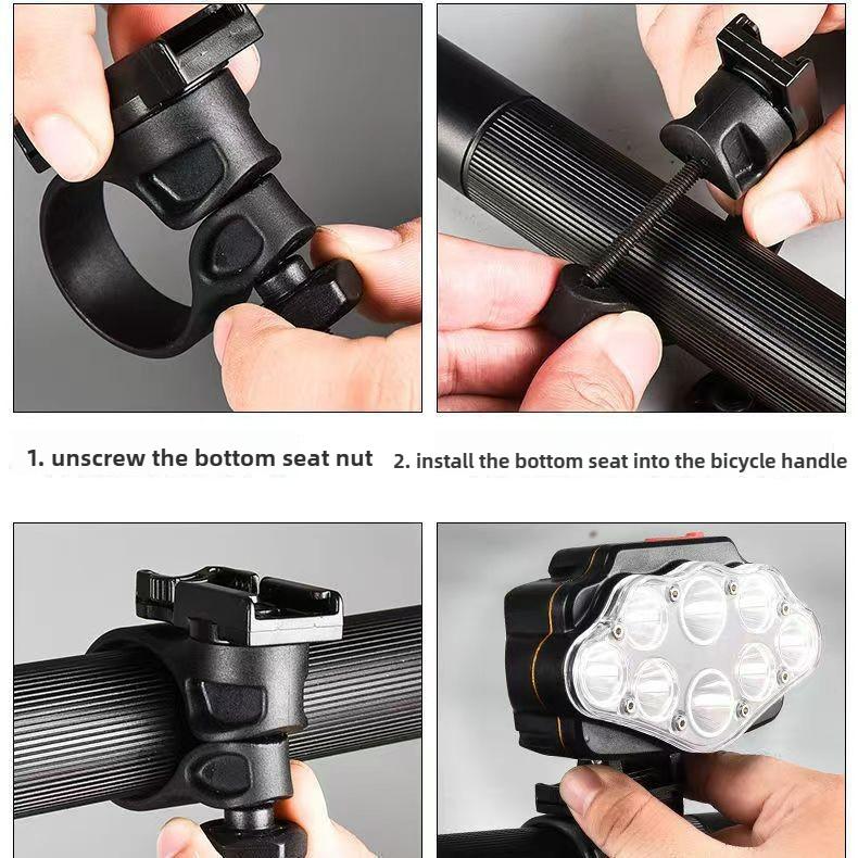 Eight-core Bright Charging Strong Light Super Bright Night Riding Waterproof Mountain Bike Light