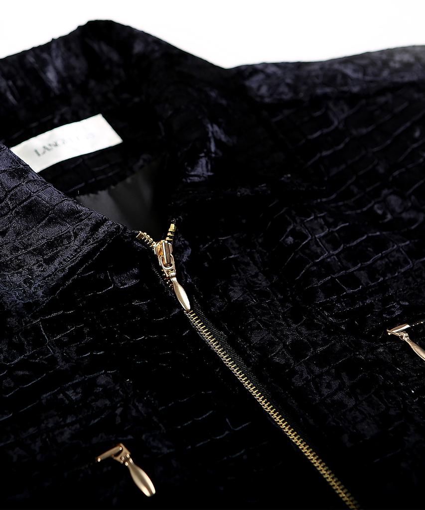 LAENGMUEO Aaron Crocodile Embossed Velvet Jacket (Black)