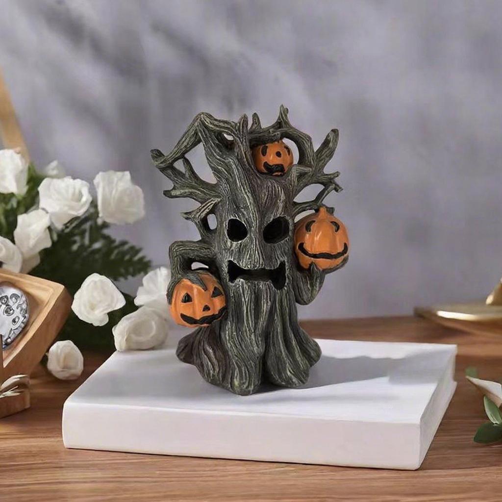 Halloween Pumpkin Tree Shape Sculpture Ornament Decoration Home Décor Crafts