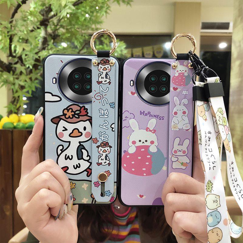 Fashion Design Cartoon Phone Case For Cubot Note20 Silicone Back Cover Wrist Strap Soft Case Waterproof Ring Anti-knock
