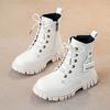 Girls' Leather Short Boots Autumn and Winter Korean Version Fashionable Princess Boots, Middle-aged Girls' Single Boots, Children's Martin Boots