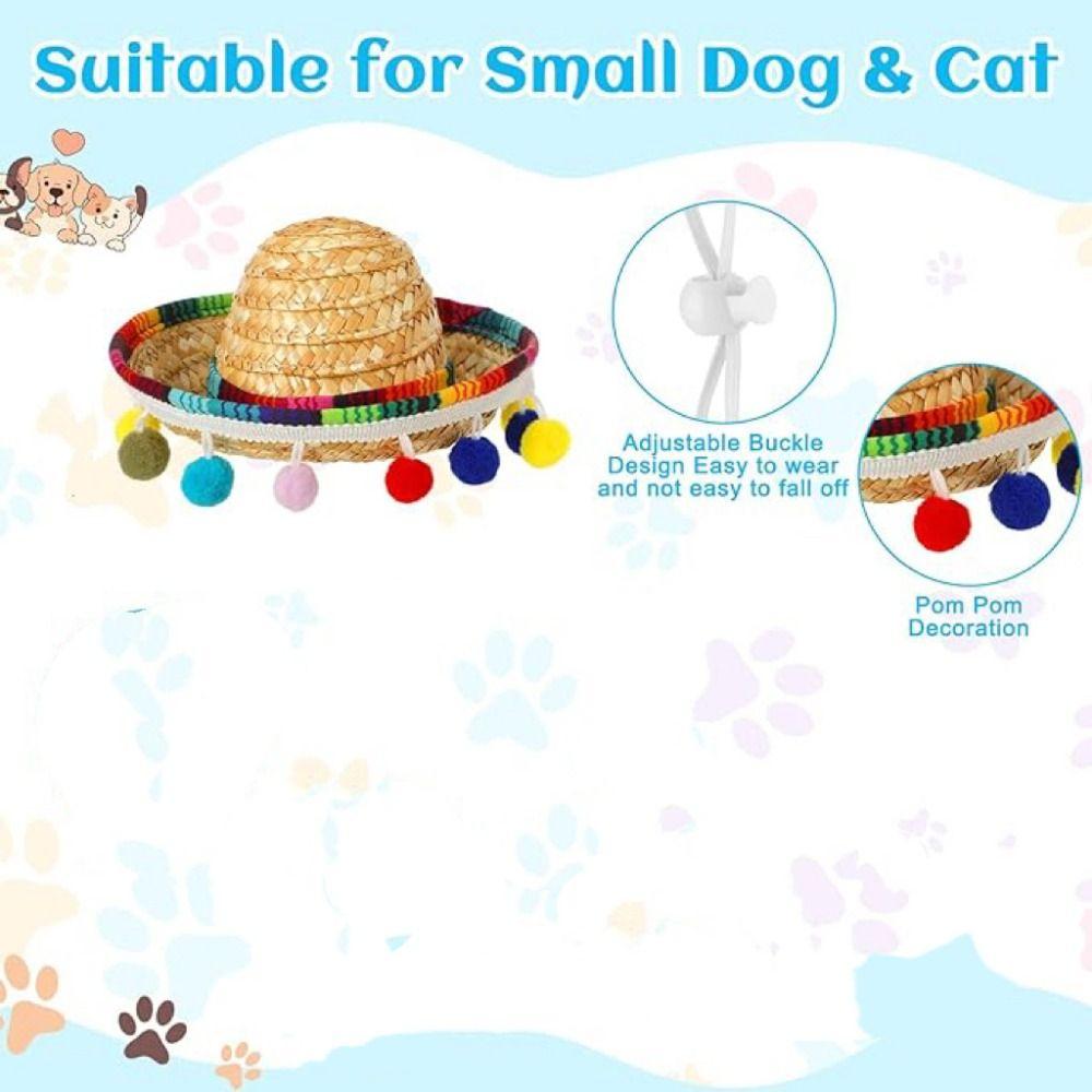 Mexican Style Striped Pet Triangle Scarf Multicolor Pet Neckerchief  Hairball Grass Hat