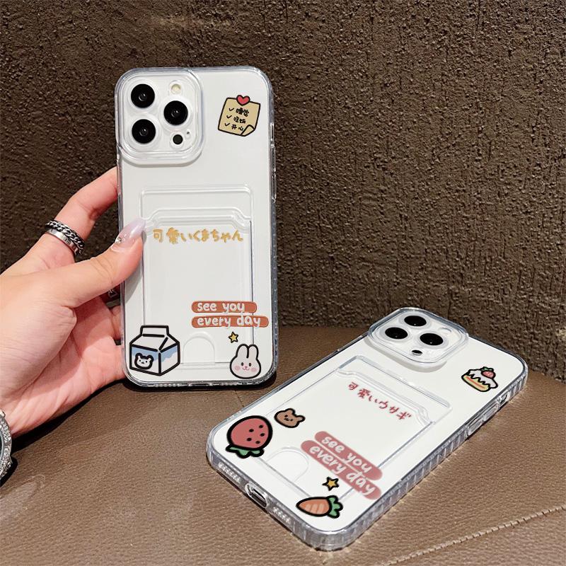 Силиконовый чехол-карман для карт для Xiaomi Redmi Note 14 13 12 11 10 iPhone 17 16 14 13 Pro Samsung S23 S24 S25 Крышка Прозрачный бампер для телефона