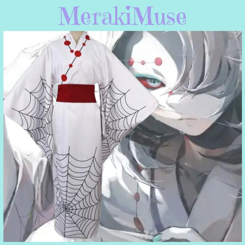 Клинок, рассекающий демонов Двенадцать Кидзуки Руи Косплей Костюм Кимоно из смесовой ткани с хлопком