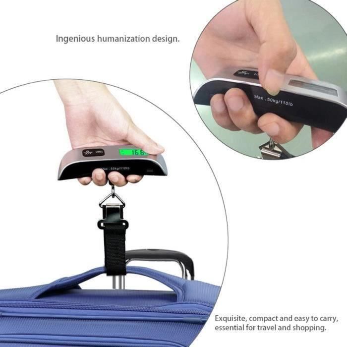 50 кг / 10 г Портативные ЖК-весы для багажа, цифровые весы для багажа Т-образной формы с отображением температуры окружающей среды