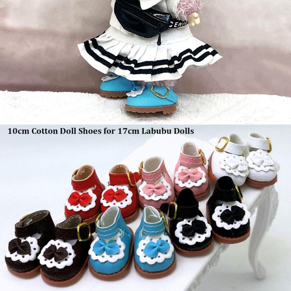 3.8*2.3cm 10cm Cotton Doll Shoes Small Plush Toy Accessories Princess Leather Shoes for 17cm Dolls