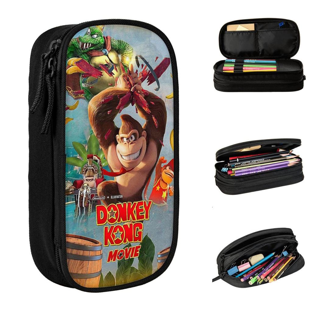 Donkeys Kongs Monkey Game Pen Box Double Layer Large-capacity School Accessories Pencil Bag Perfect Gifts
