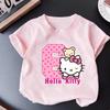 New Childrens Tshirt Cute and Fun Digital Hello Kitty Print Pure Cotton Parentchild Outfit A Musthave for Babies in Summer