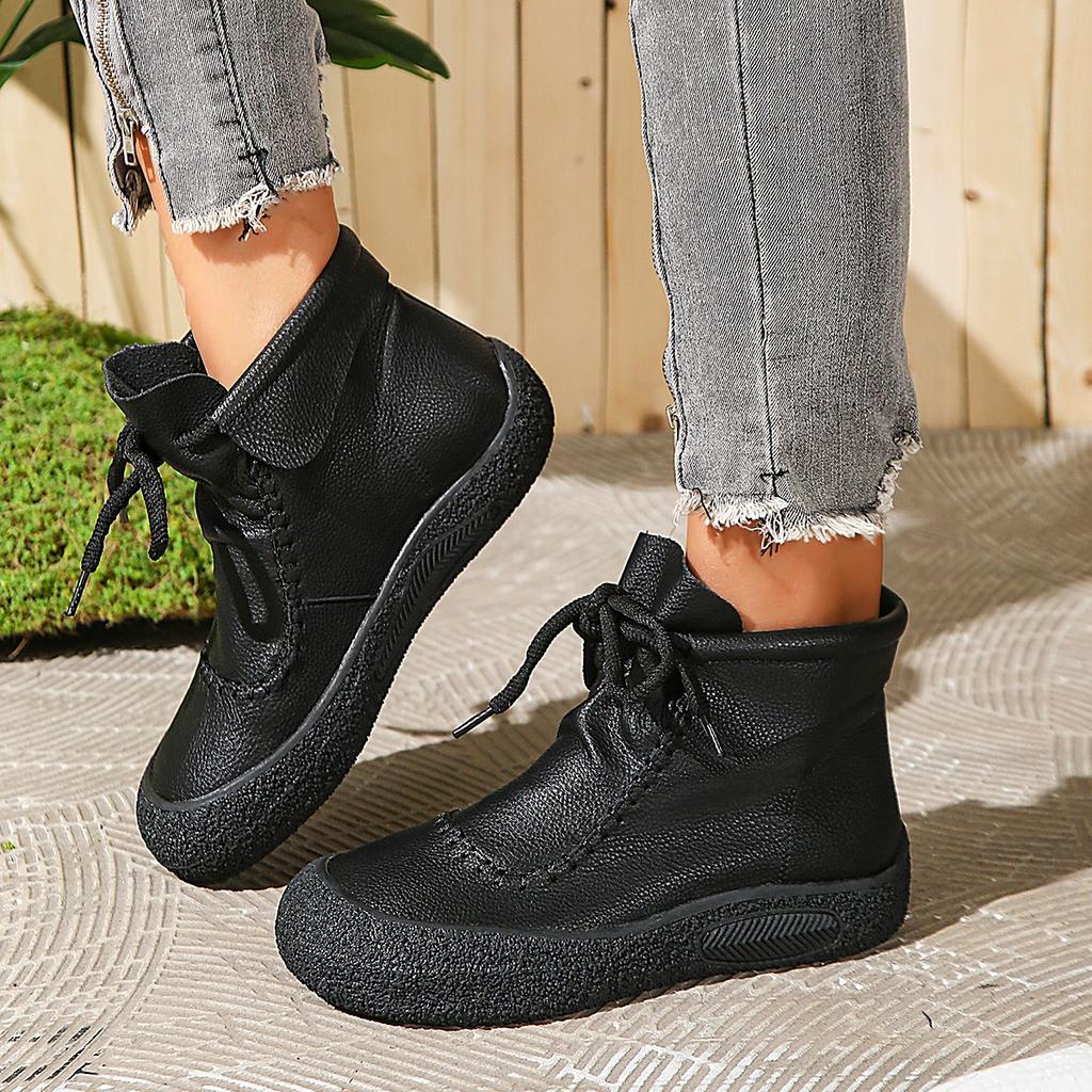 Fashion Comfortable Increase Non-slip Boots Women Boots Breathable Single Shoes Winter Car Suture Strap Oxford Lace Up Shoes